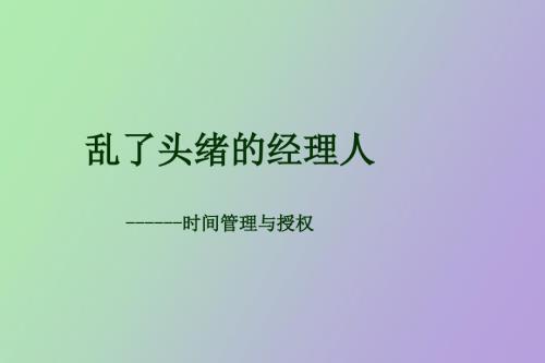 乱了头绪的经理人.ppt