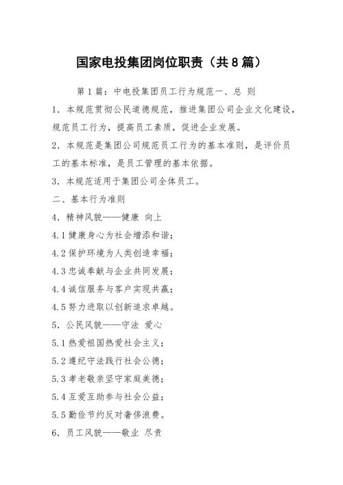 国家电投集团岗位职责共8篇.docx