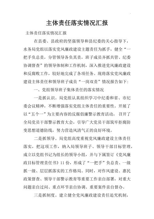 主体责任落实情况汇报.docx
