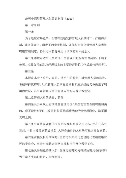 公司中高层管理人员奖罚制度.doc