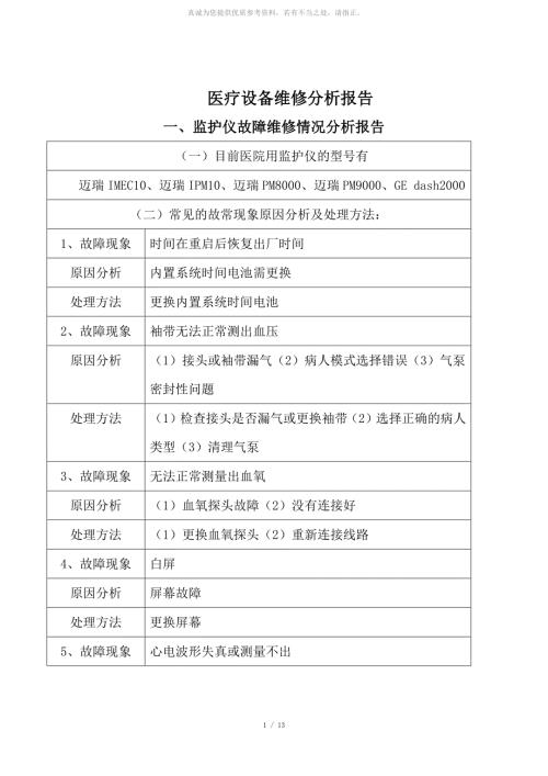 医疗设备故障维修情况分析报告.docx