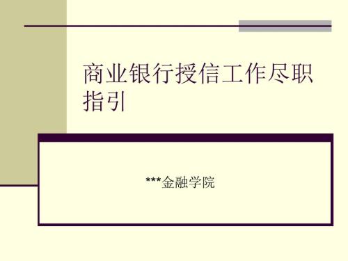 商业银行授信工作尽职指引精品课件.ppt