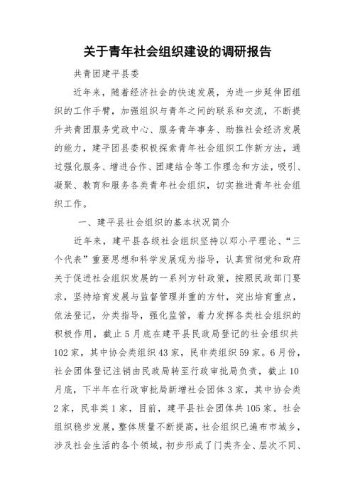 关于青年社会组织建设的调研报告.doc