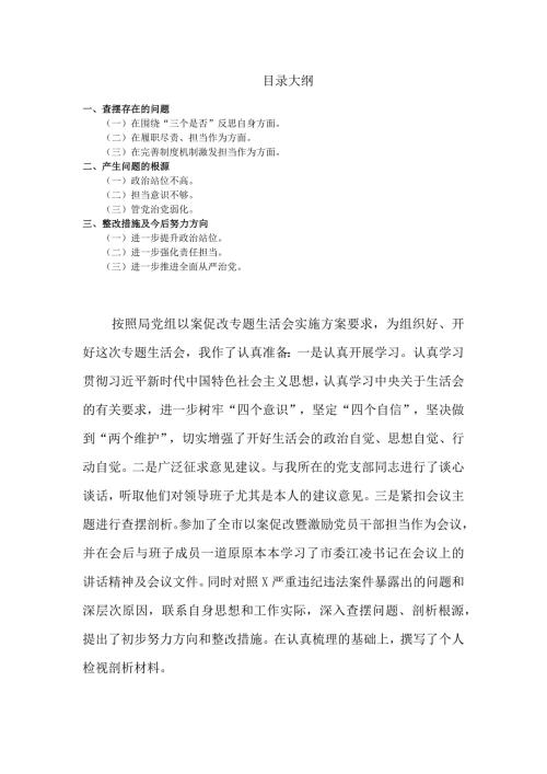 党组书记以案促改专题民主生活会发言材料.docx