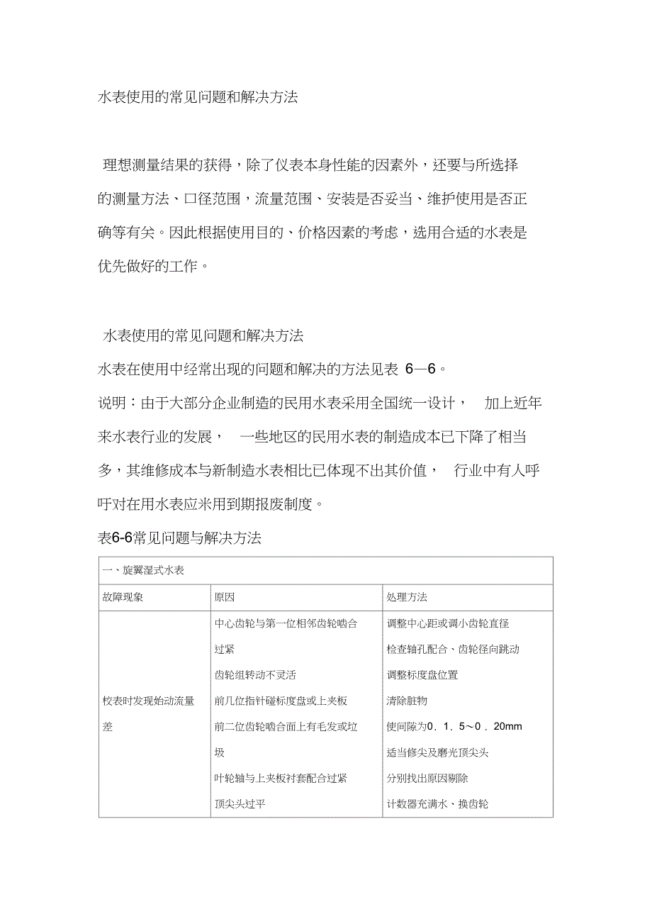 完整word版水表使用的常见问题和解决方法.doc_第1页