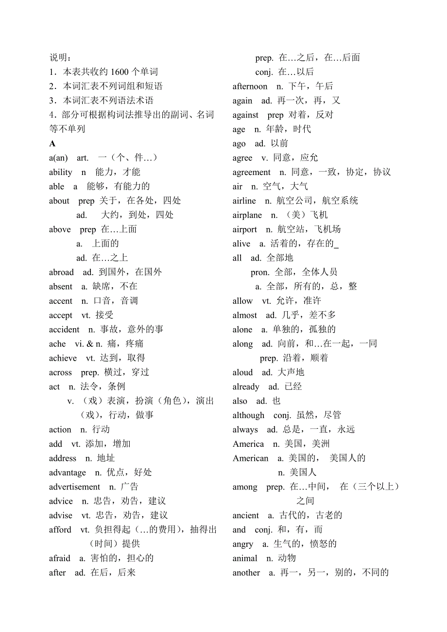 初中新课标词汇表.doc_第1页