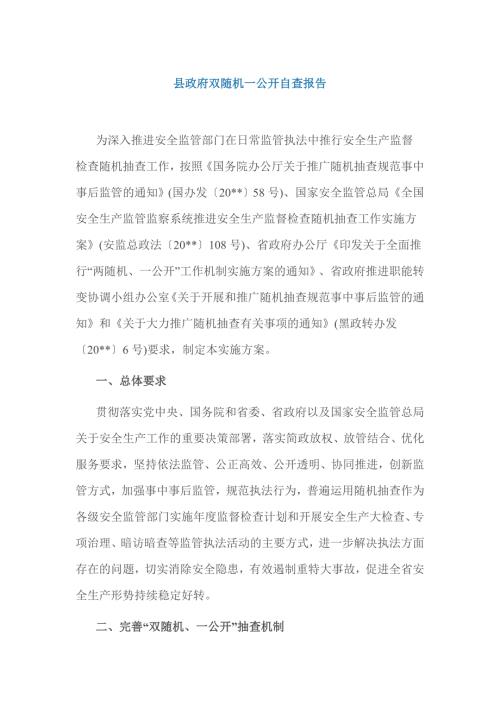县政府双随机一公开自查报告.doc