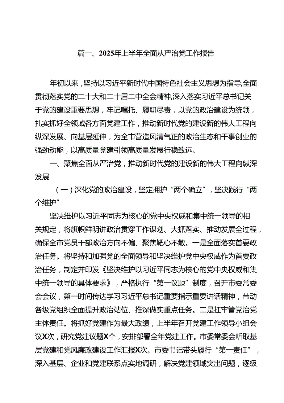(12篇)2025年上半年全面从严治党工作报告范文.docx_第2页