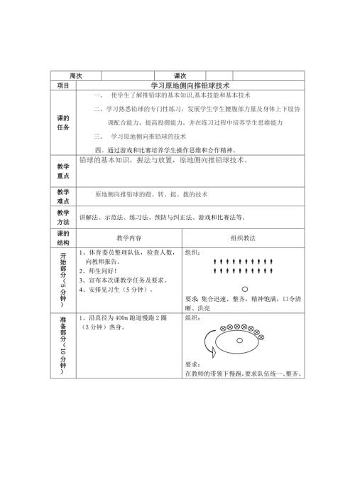 原地推铅球教案.doc