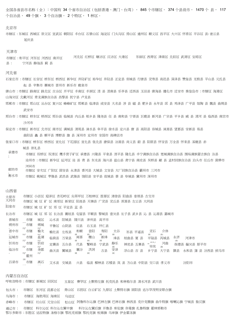 完整版全国各省县市名称.doc_第1页