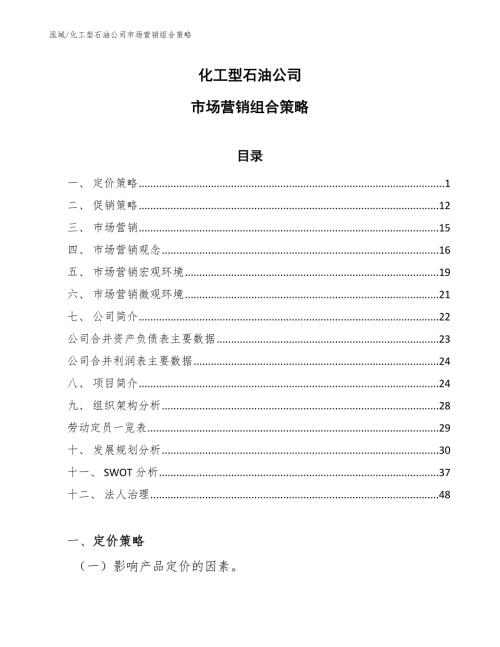 化工型石油公司市场营销组合策略范文.docx