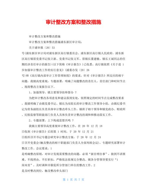 审计整改方案和整改措施.doc