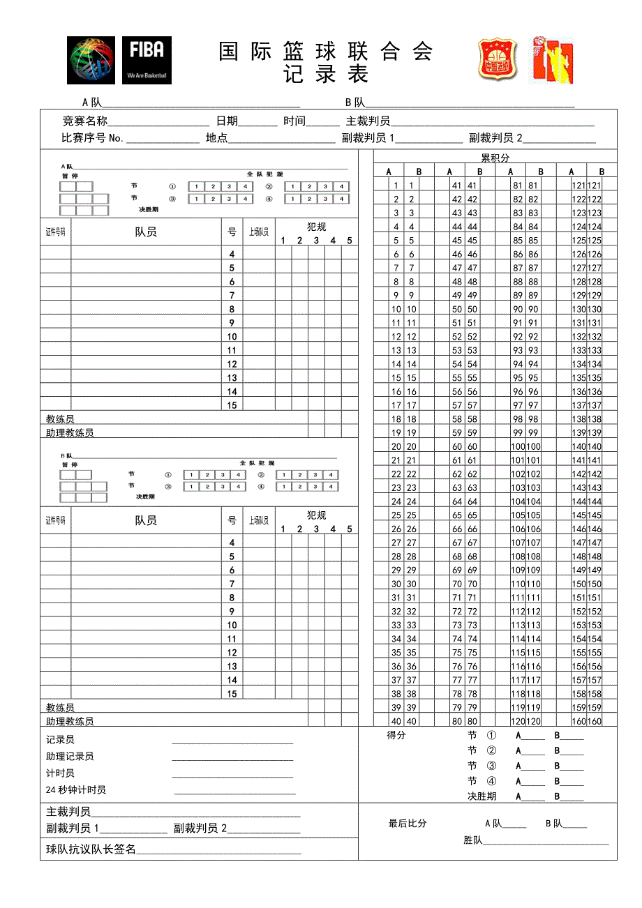 国际篮球联合会记录表.doc_第1页