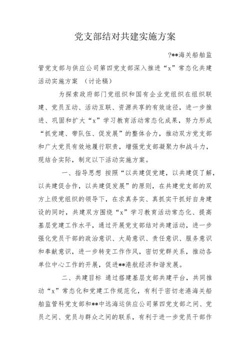 党支部结对共建实施方案.doc