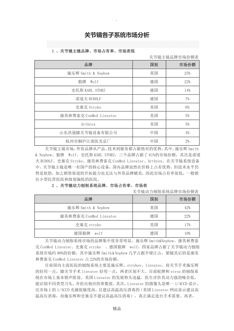 关节镜各子系统市场分析.doc_第1页