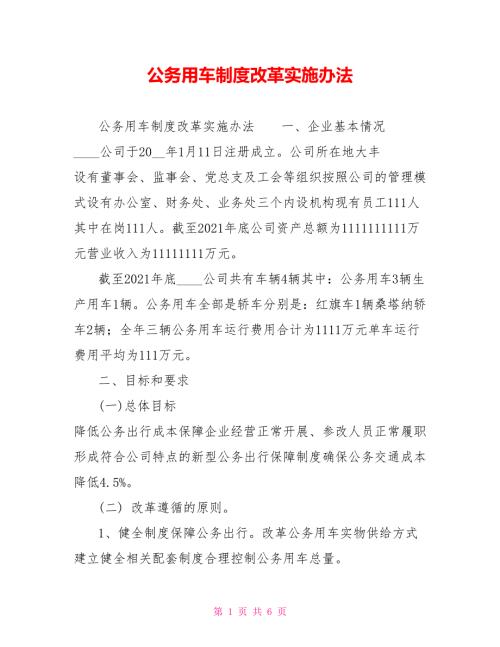 公务用车制度改革实施办法.doc
