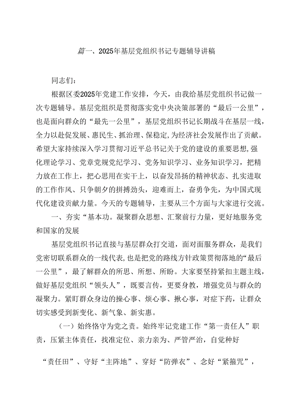 2025年基层党组织书记专题辅导讲稿（共12篇）.docx_第2页
