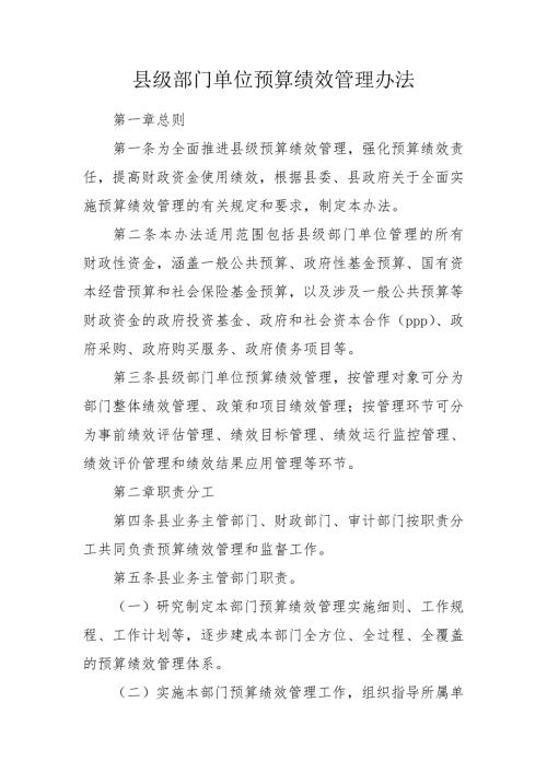 县级部门单位预算绩效管理办法.doc