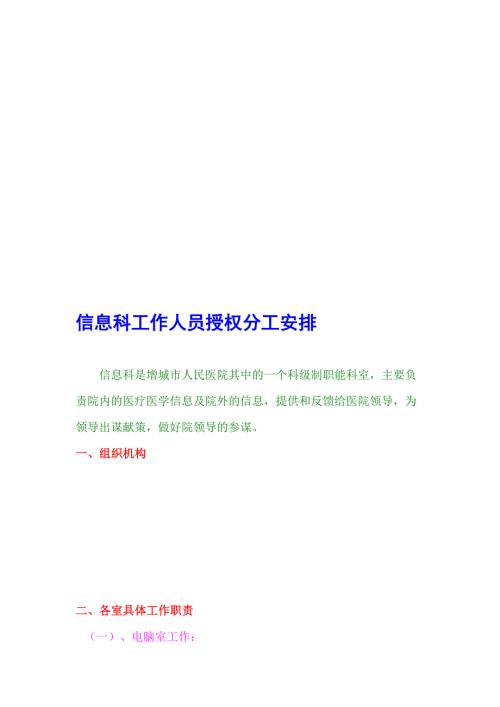 信息科任务人员授权分工安排.doc