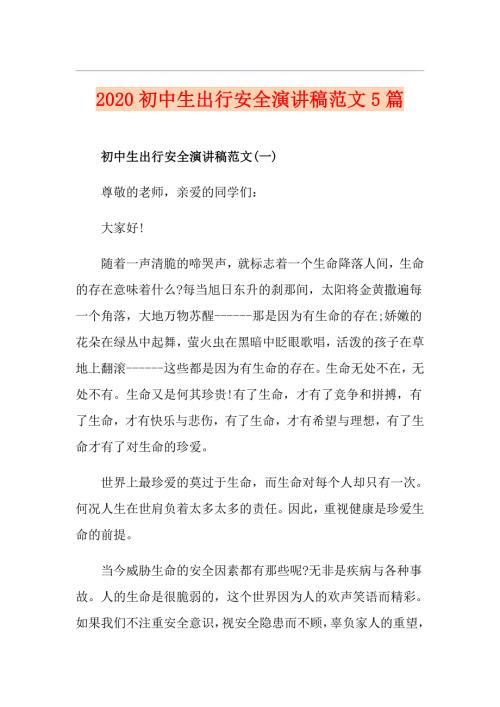 初中生出行安全演讲稿范文5篇.doc