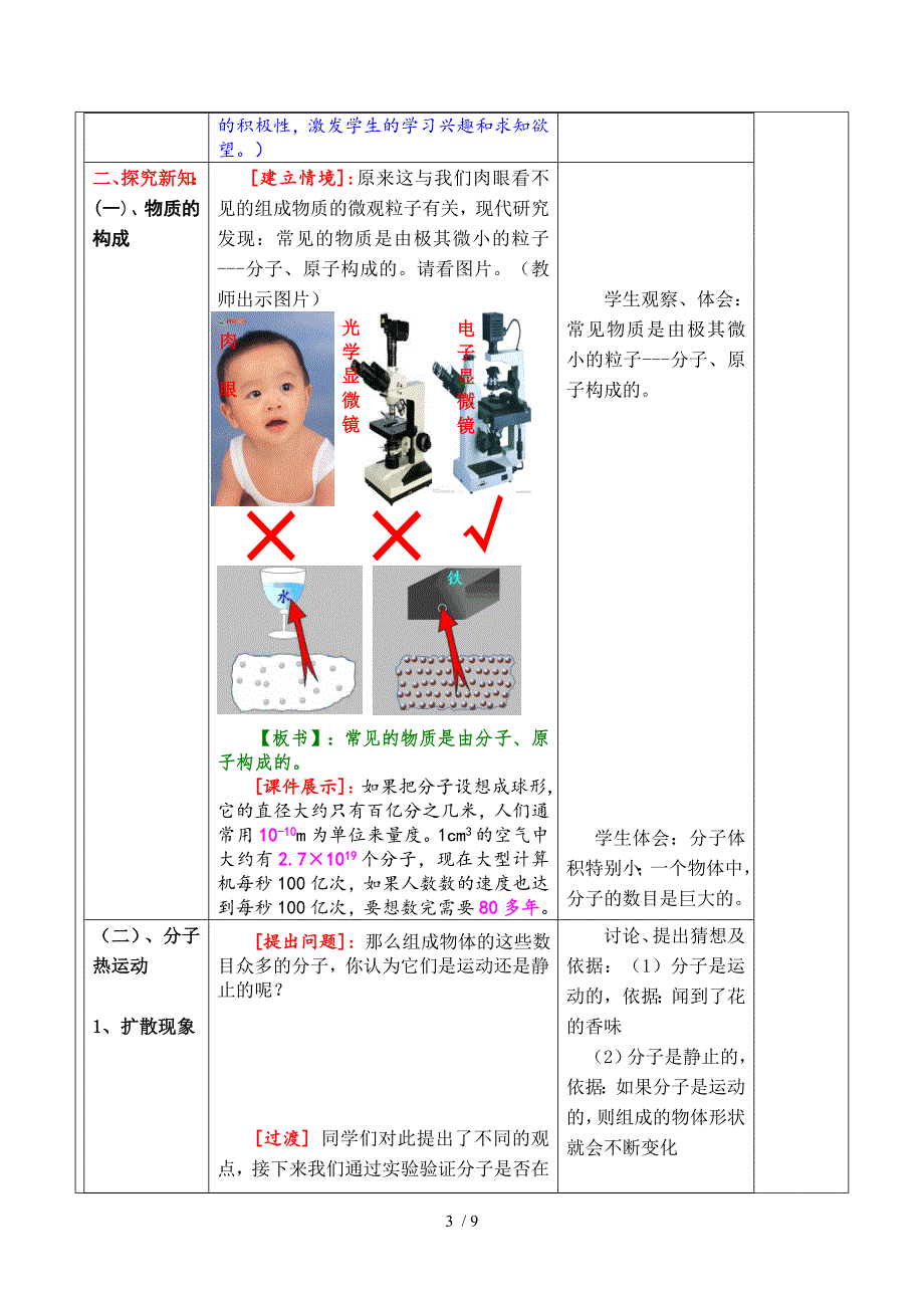 人教版九年级物理教教案13.1分子热运动.docx_第3页