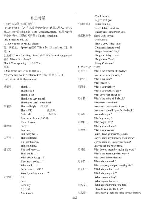 中考英语补全对话常用句型全归纳并附真题及答案11109.doc