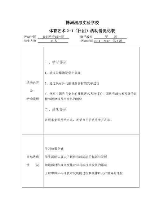 乒乓球社团活动记录.doc