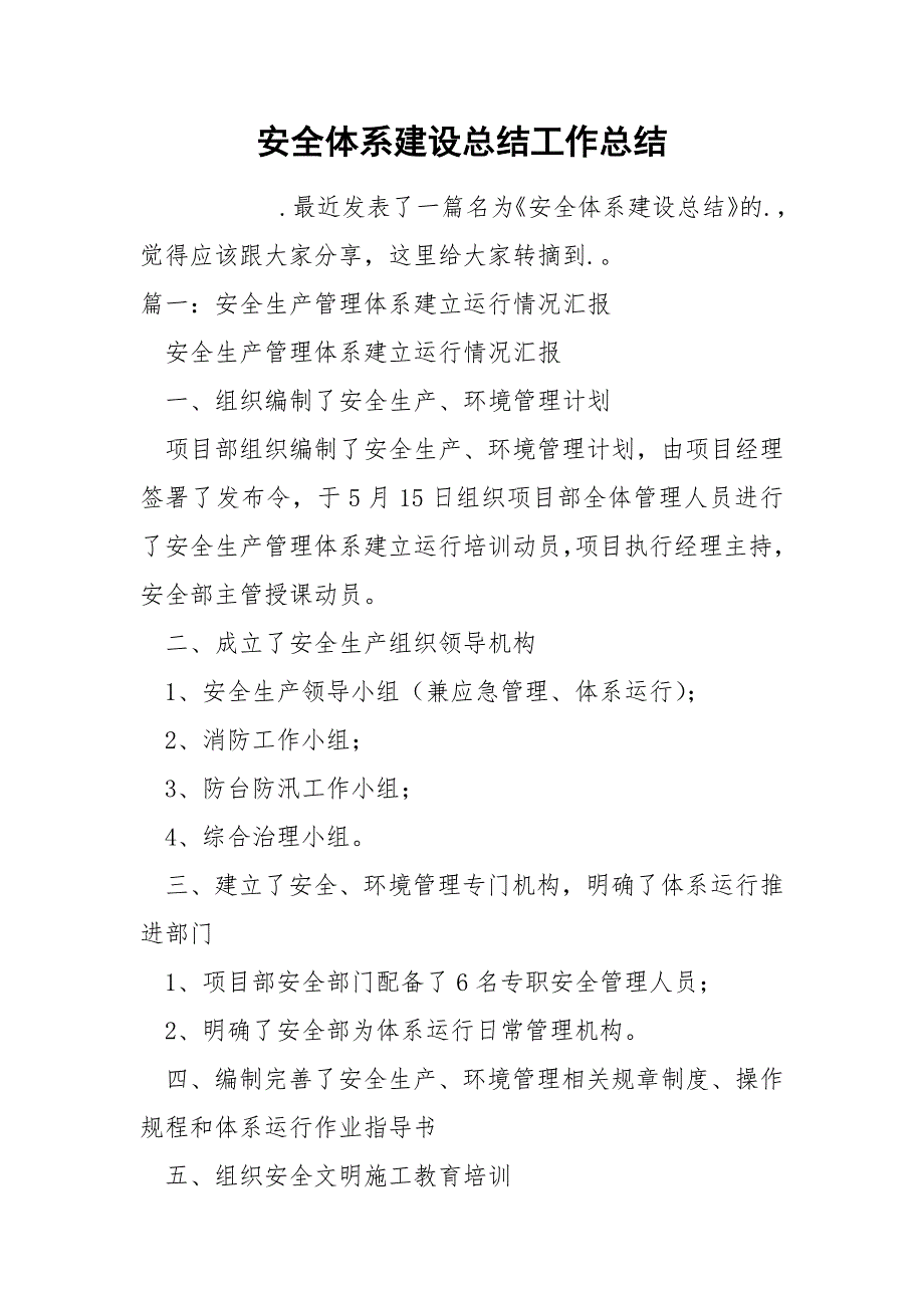 安全体系建设总结工作总结.docx_第1页