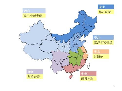 可填充颜色的中国地图六区法.ppt