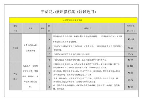 公司干部素质能力评价指标集.doc