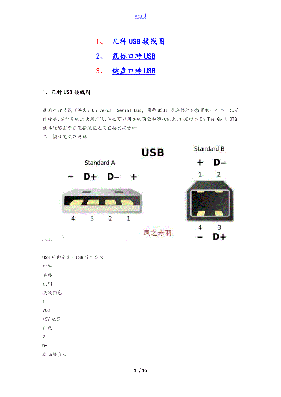 几种USB接线图和鼠标键盘口转USB图.doc_第1页