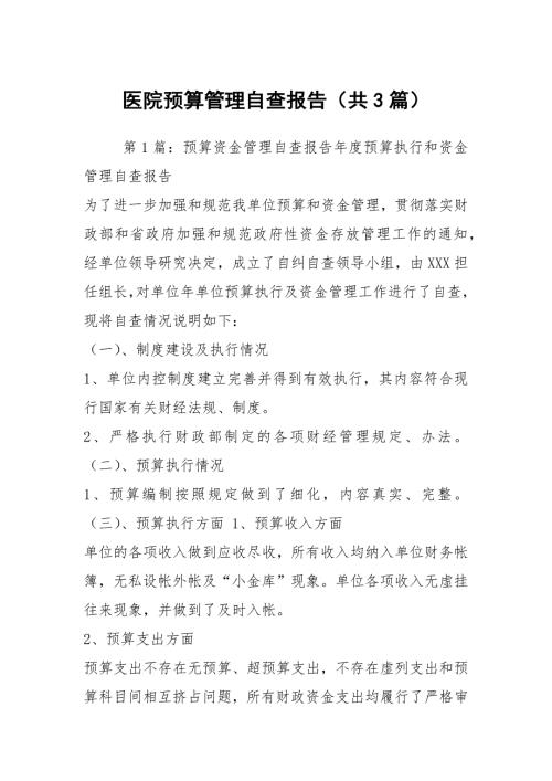 医院预算管理自查报告共3篇.docx