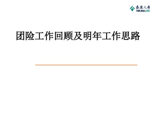 保险公司团险工作回顾及明年工作思路.ppt