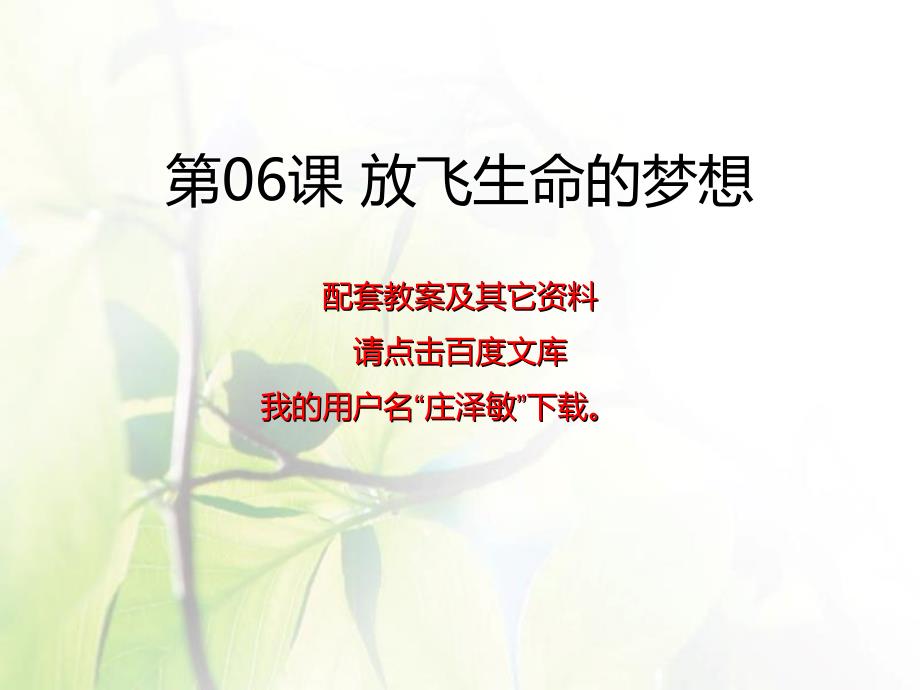 中专中职心理第06课放飞生命的梦想课件.ppt_第1页