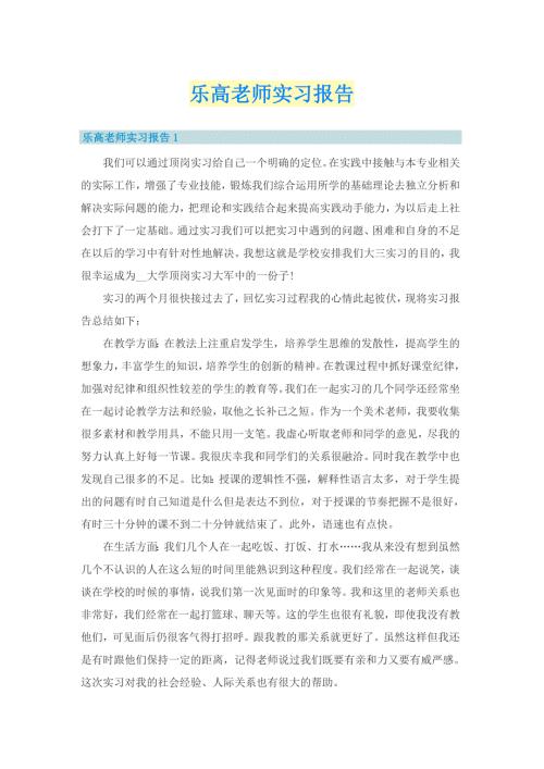 乐高老师实习报告.doc