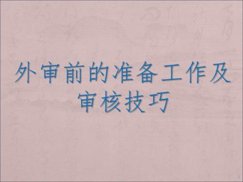 外审前的准备工作及审核技巧PPT精品文档.ppt
