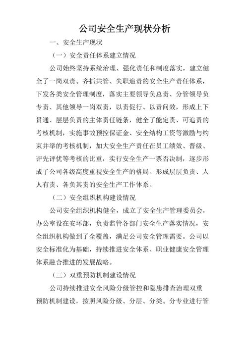 公司安全生产现状分析.doc