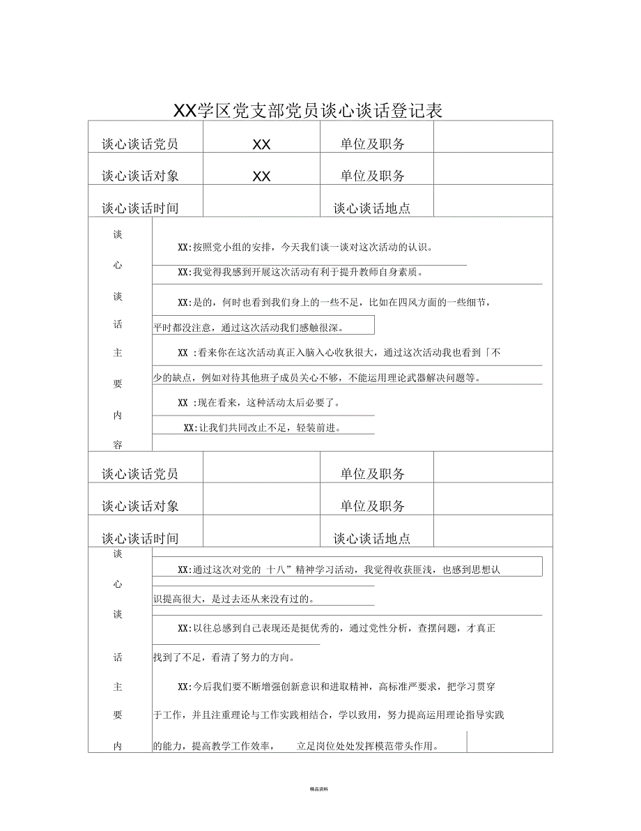 党员谈心谈话记录表一.docx_第2页