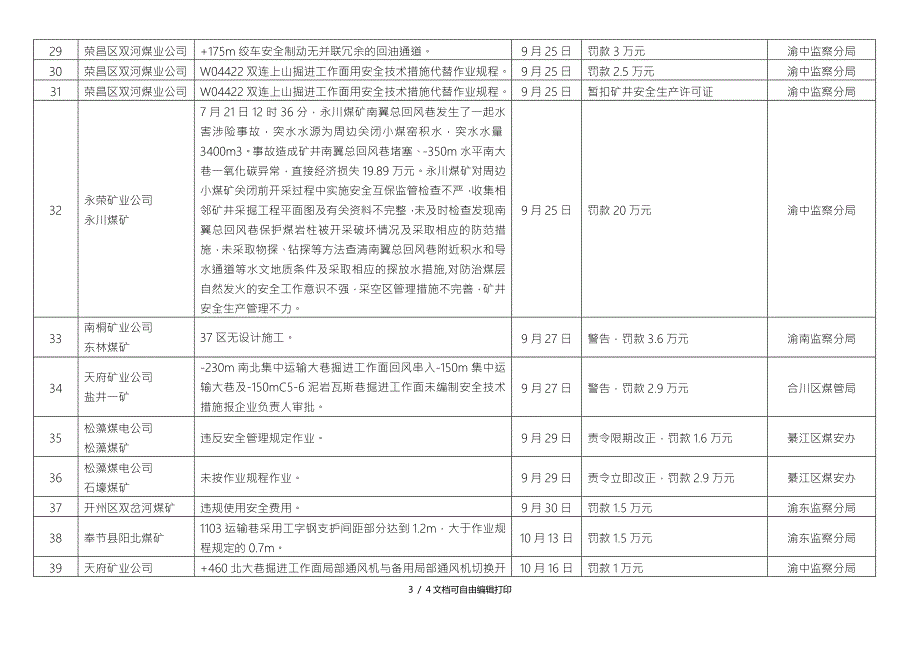 全煤矿安全生产大检查处罚违法违规行为明细表.DOC_第3页
