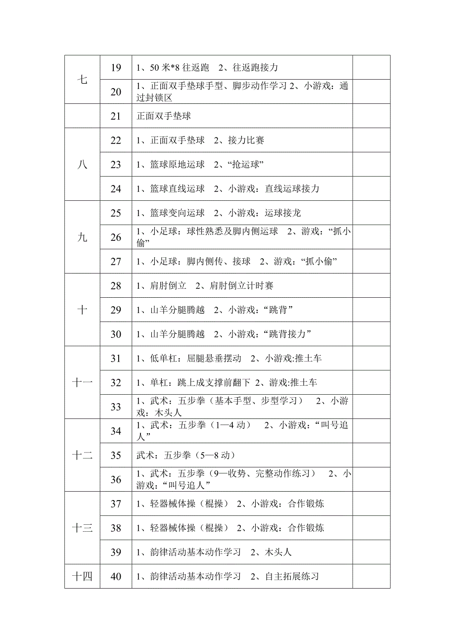 六年级体育与健康全年教学进度表.doc_第2页