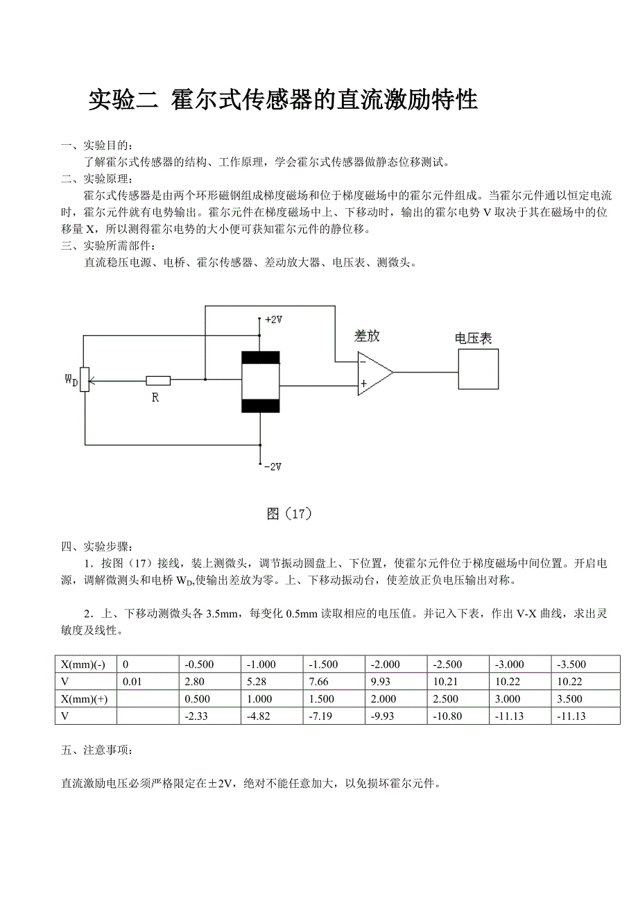 实验二霍尔式传感器的直流激励特性.doc_第1页