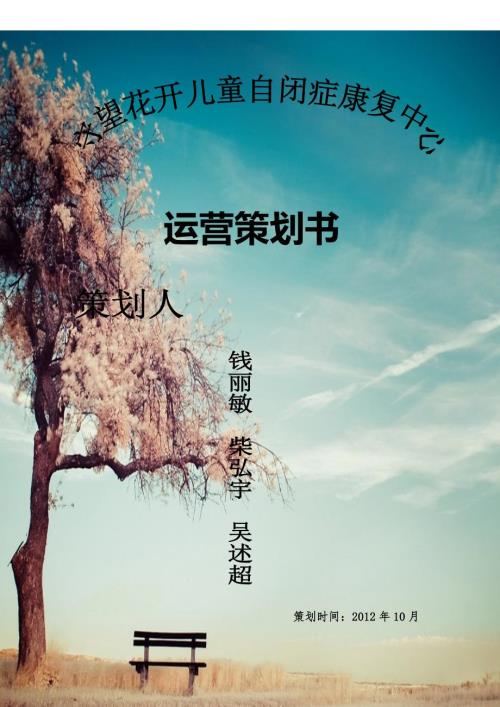 儿童自闭症康复中心项目创业计划书.doc