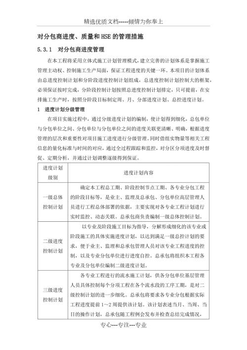 对分包商进度质量和HSE的管理措施.docx