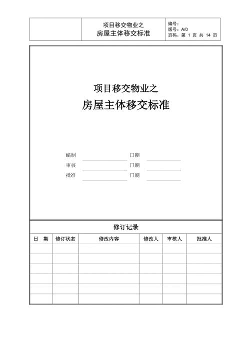 修改项目移交物业主体移交标准.docx