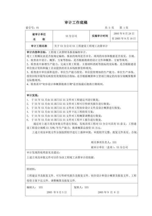 审计实施参考指南工程竣工决算审计工作底稿.doc