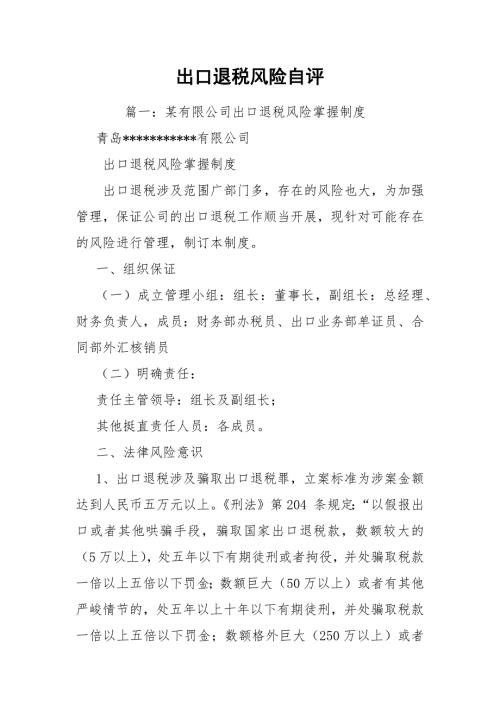 出口退税风险自评.docx