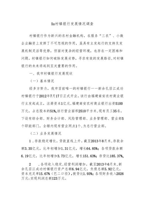 Xx村镇银行发展情况调查.docx