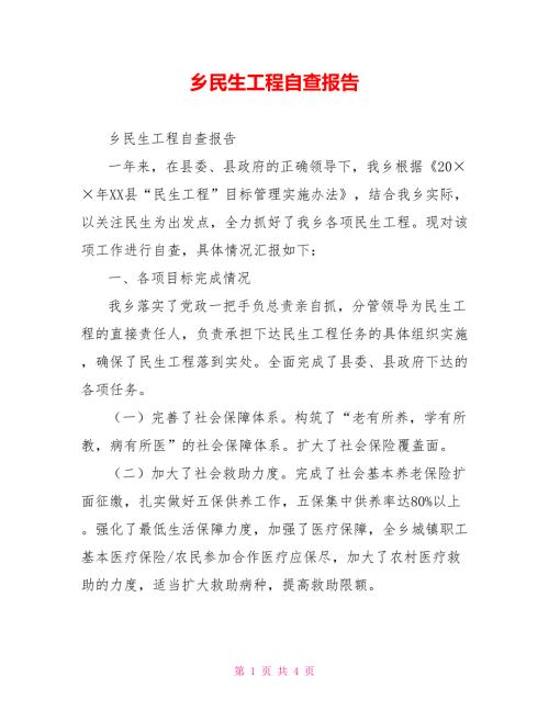 乡民生工程自查报告.doc