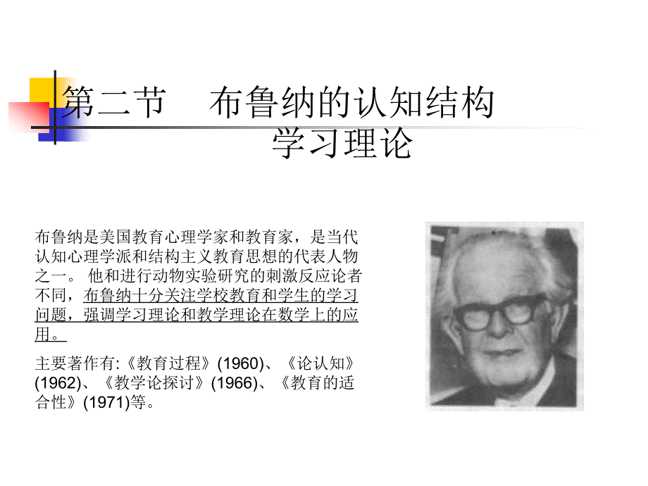 学习理论布鲁纳的认知结构学习理论.ppt_第1页