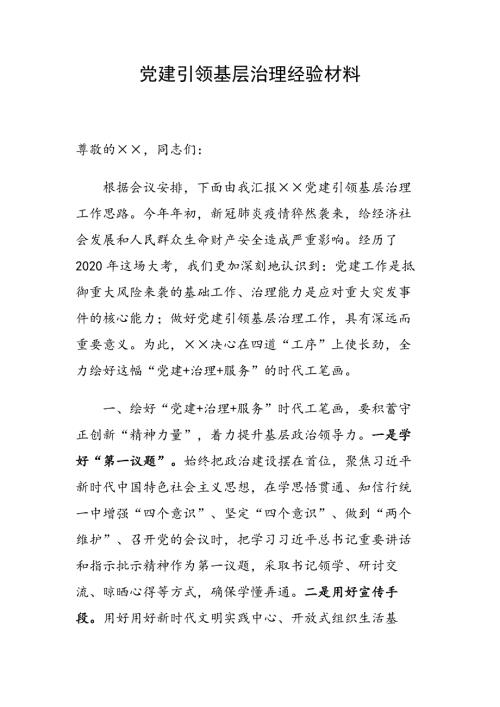党建引领基层治理经验材料.docx